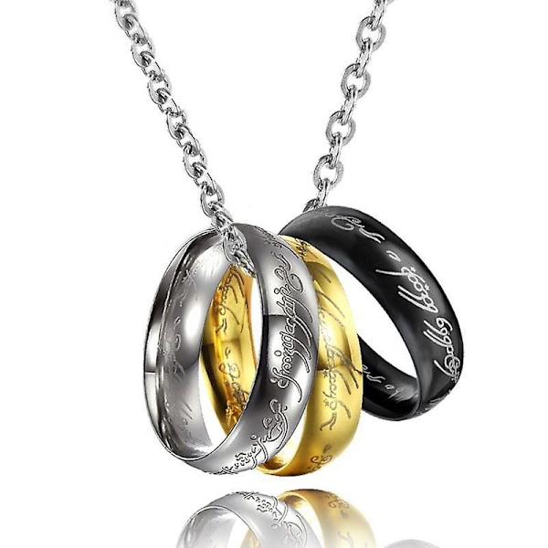 Guldfarvede ringe med kæde rustfrit stål One Ring of Power smykker til kvinder mænd Silver