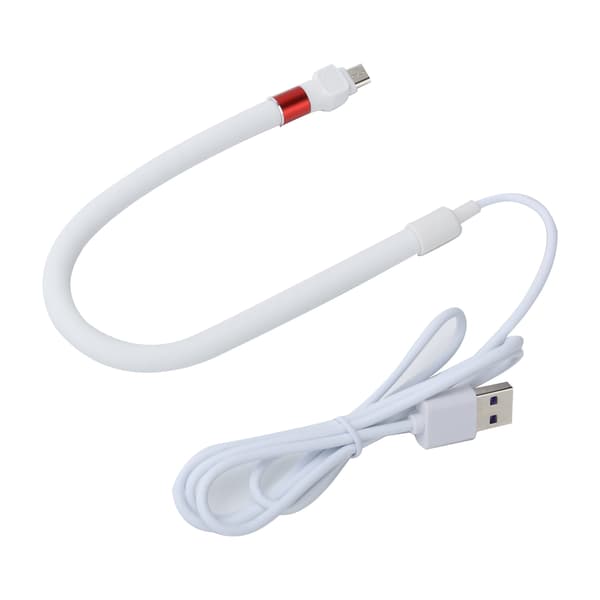 Mobiltelefonstativ Hurtigladekabel Fleksibel Holder Micro USB Datakabel Hvit