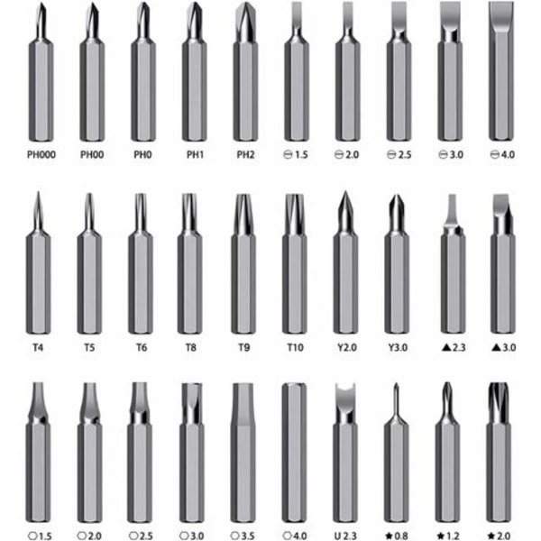 Presisjonsskrutrekkersett, 32-i-1 Mini Torx-skrutrekkersett unbrakonøkler Reparasjonsverktøy for iPhone Laptop Laptop Klokke Jewel