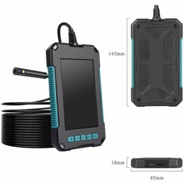 4,3 tums IPS endoskop högupplöst skärm 1080P IP68 industriella hemboreskop med 9 LED-lins 2 megapixel förstoring