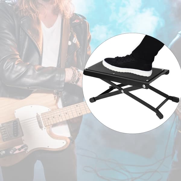 Fotpall för akustisk gitarr i metall, solid hantverk, halkskydd, hopfällbart fotstöd
