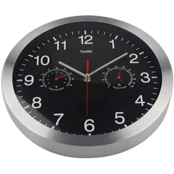 10 tommer plast termohygrometer vægur (sort)