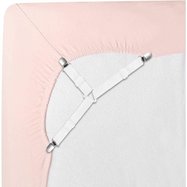 Sengelagsbåre fast 8 stykker, elastisk madrasbåre Fitted sheet Sengelinned justerbar, trekantet griberholdere til justerbare lagner F