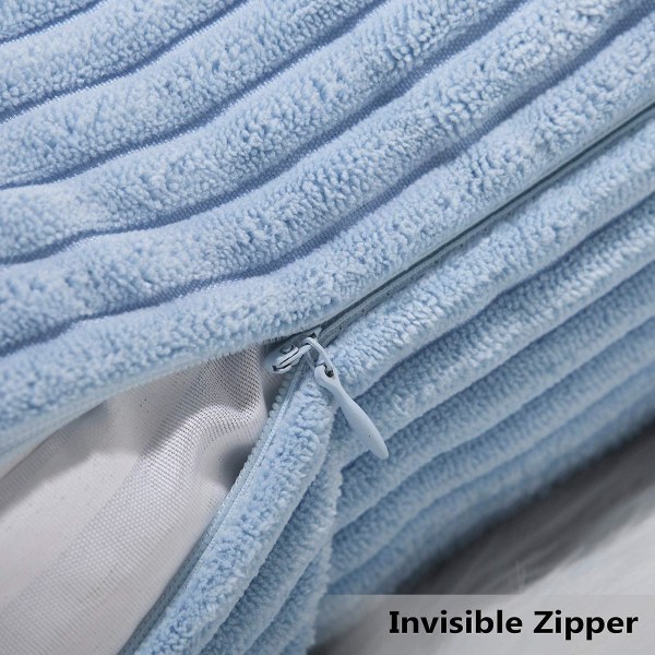 Lændepudebetræk 2-pak dekorativt stribet fløjl rektangel pudebetræk aflange pudebetræk til sofa 20 * 20*Inch Baby Boy Blue