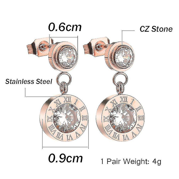 örhängen romerska siffror Rose Gold Micro Inlaid Zircon Örhängen för Bröllop