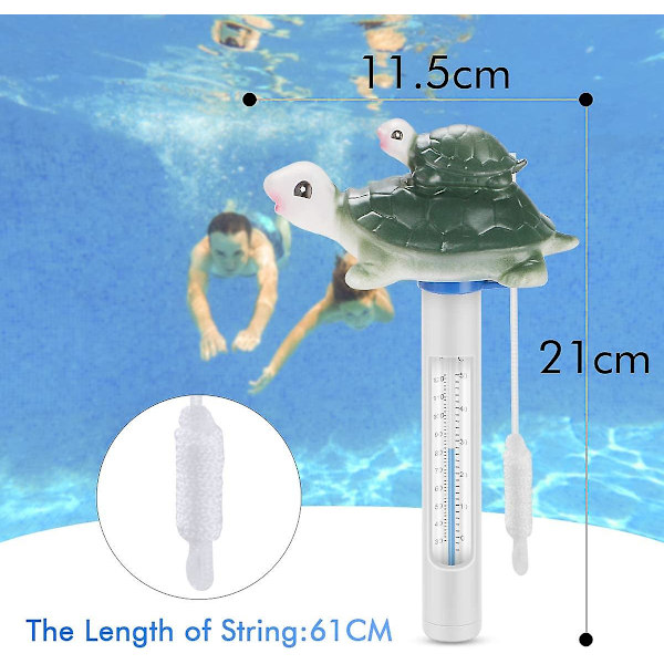 Flytande pooltermometer, vattentemperaturtermometer med snodd och frukost för alla utomhus- och inomhuspooler Spa Akvarium Jacuzz Fiskdammar
