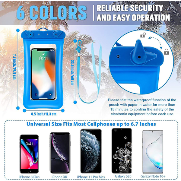 4 delar flytbar vattentät telefonväska Flytande vattentät phone case Universal Mobiltelefon Torrväska Case med snodd för smartphone upp till 6 Blue  Rose Red  Green  Orange