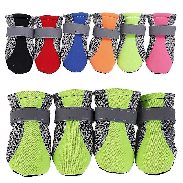 4 stk Pet Hundesko Skridsikker sål e Mesh Straps Støvler XL Red