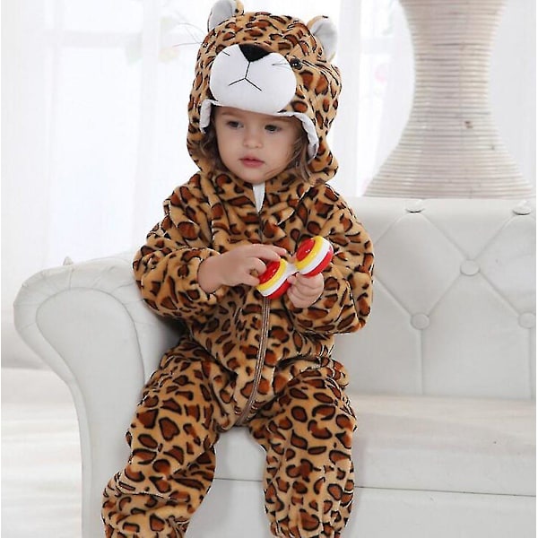 Baby Dinosaur Kostume Børne Sød Hættetrøje Jumpsuit Halloween Jaguar 12-18 Months