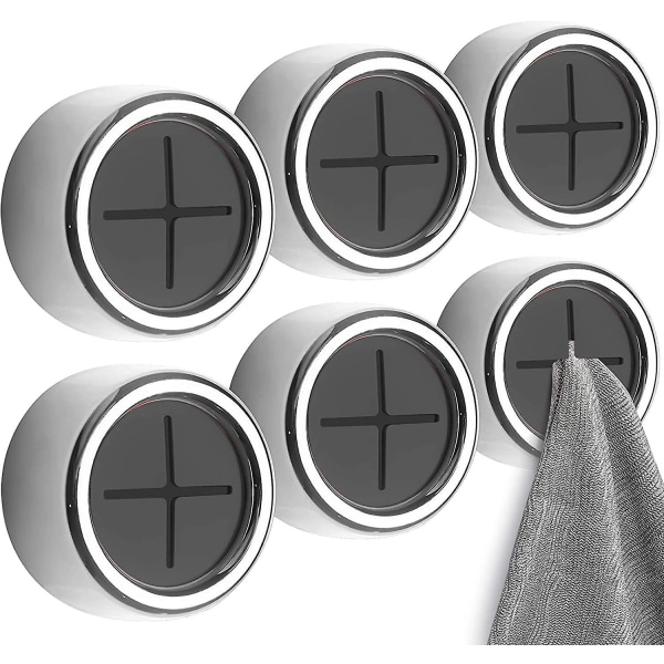 Sett med 6 kroker Åpenklebende Åpenklebende håndkleholdere Runde veggkroker egnet for bad til kjøkken og hus, skap