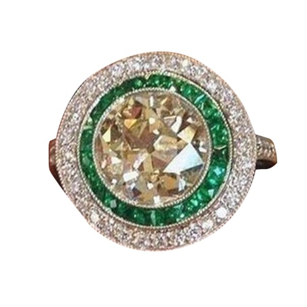 Mode Kvinnor Stor Round Multicolor Cubic Zirconia Engagement Finger Ring Smycken US 10