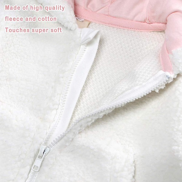 Baby fleece jumpsuit hættedragt snedragt langærmet jakkesæt White