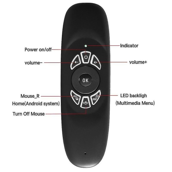 c120 Trefärgad bakgrundsbelyst 2,4 g trådlös minitangentbord Airmouse