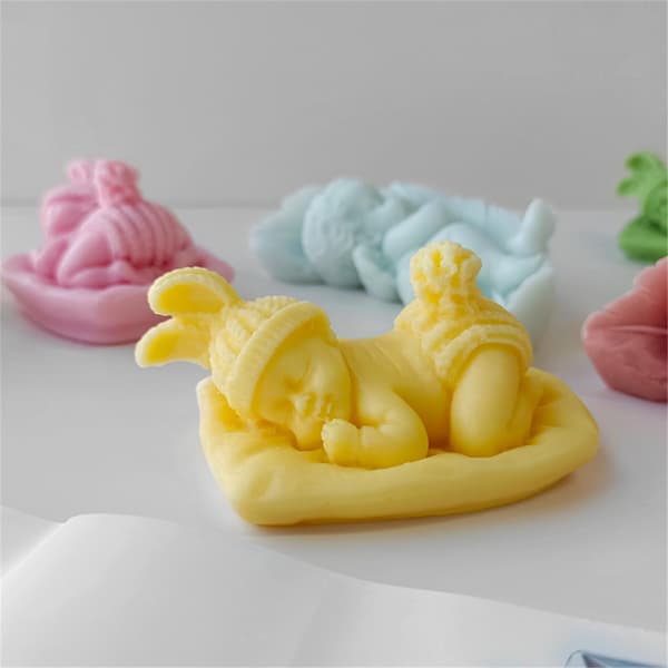 Sovende babylys silikonformer Sovende engel aromaterapi harpiksformer for DIY lysfremstilling kake hjemmedekorasjoner