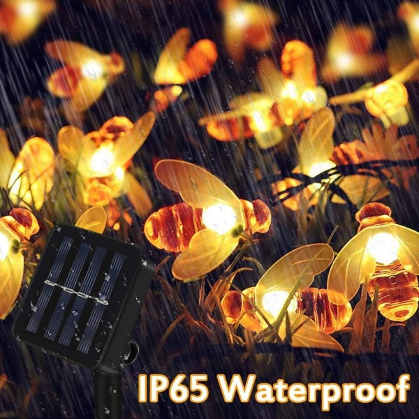Julepynt 20 LED 5M Simulering Honningbier Solenergi String Lamp Outdoor Courtyard Honey Bee String Lights W