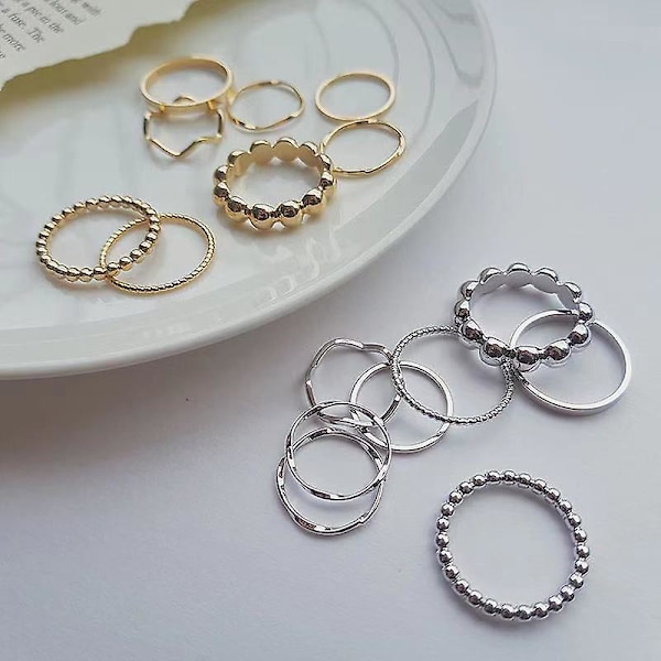 Ring Set Vintage Silverfärgad Modesmycken B2568 202