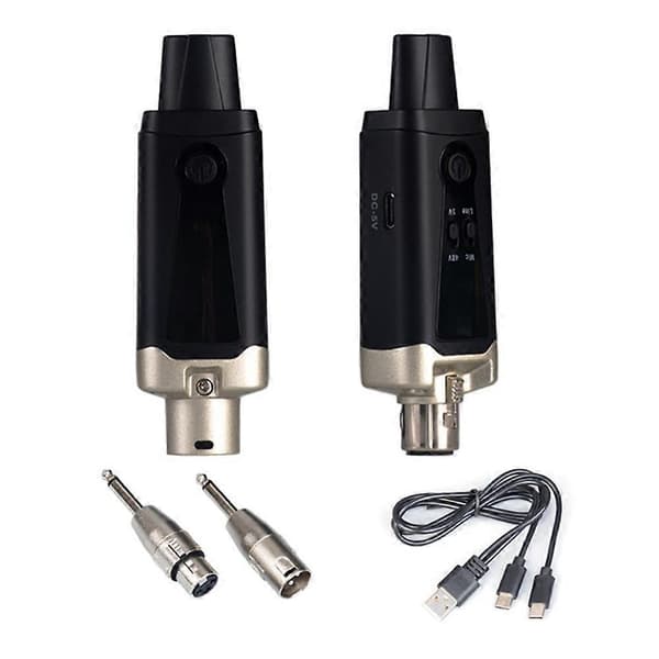 Trådløst mikrofonsystem UHF trådløs XLR-sender og -mottaker for dynamisk mikrofon, lydmikser, PA-system Black