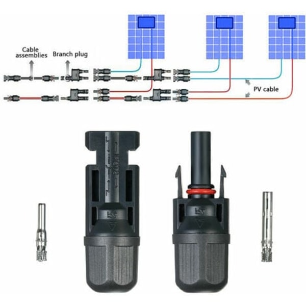 10 par MC4 fotovoltaiske hann- og hunnkoblinger, solcellemodulskjøter med spesialnøkler