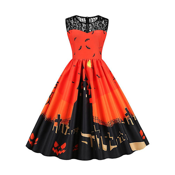 Naisten hihaton halloween- print A-linjainen hame L JY15348