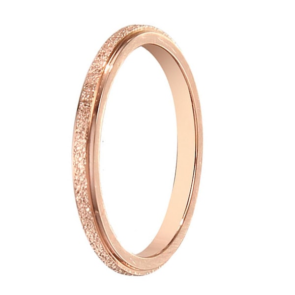 Män Kvinnor Frostat Titanstål Band Finger Ring Bröllopsförslag Smycken Present Rose Golden US 6