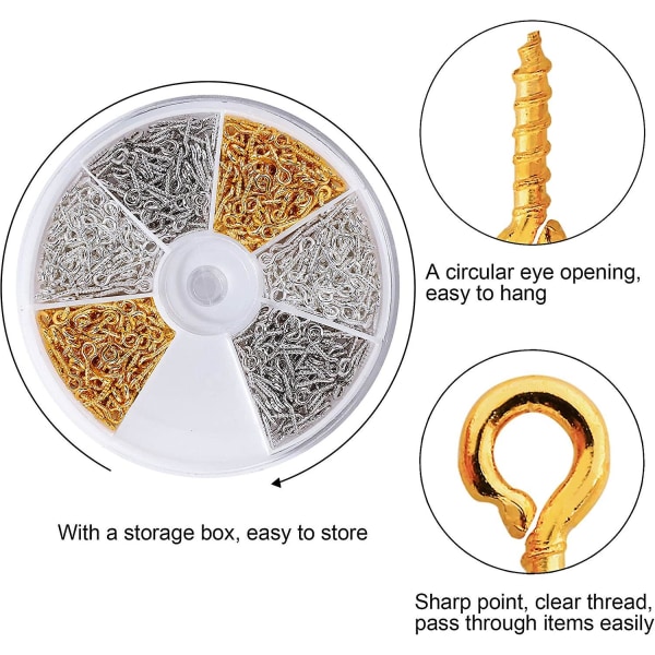 600 kpl Silmäruuvi Silmäpinta Koukku Silmukat Kierre korujen tekemiseen askartelulöydöt 10 x 4 x 1 mm