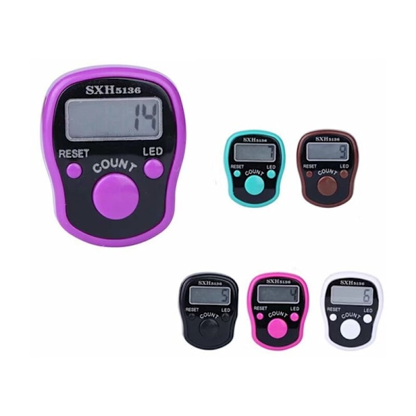 6 st Fingerräknare Elektronisk Counter Rad Finger Ring Siffror Marker Counter LCD Counter, Digital Puls Counter Hand Ring Manuell fingerräkning