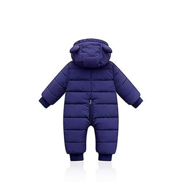 Babyjente med hette i bomullsdun 80cm Navy blue