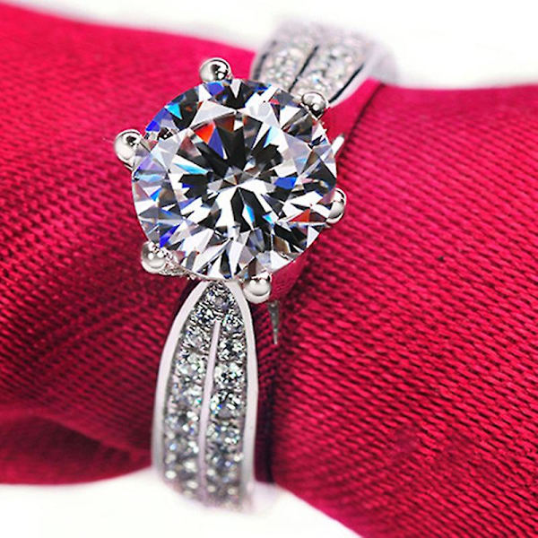 Dammode Zirkon Inlagd Ring Lyxig Silver Pläterad Legering Finger Ring Smycken 9