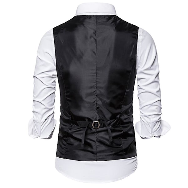 Enkelknäppt väst för män Slim Fit formell print väst XL Black
