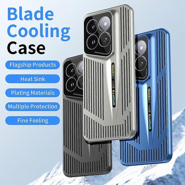 Blade Cooling PC -puhelinkotelo täydellä peitolla Xiaomi 14 Prolle Blue