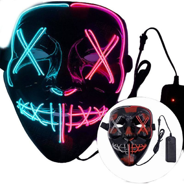 Ryd filmen Halloween LED lysende maske karnevalsfest Yellow blue