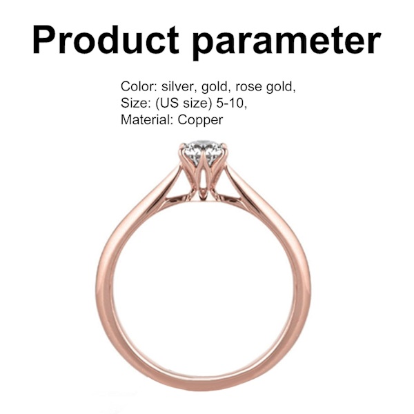 Ring Sexklor Elegant legering Cubic Zirconia Ring för fest Golden US 6