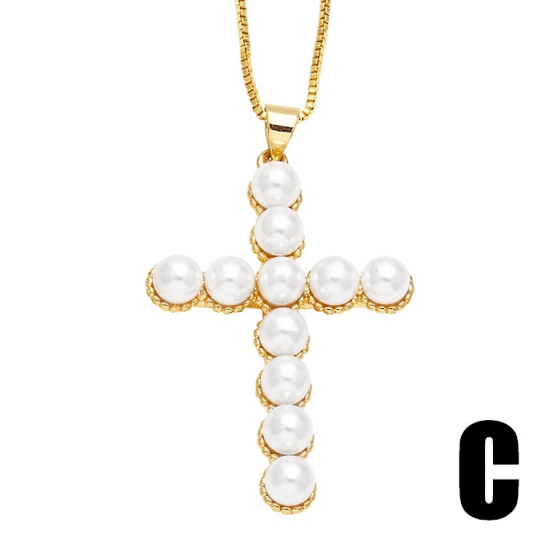 Halsband Vintage Zircon Cross Modesmycken Ac9148 C