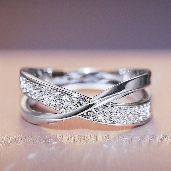 Mote Ny To Tone X Form Cross Ring For Kvinner Bryllup Trendy Smykker Blendende Cz Stone Store Moderne Ringer Anillos Mixed