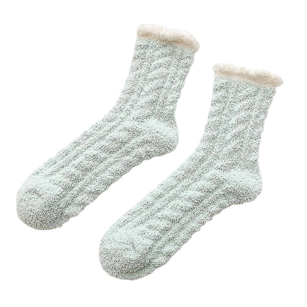 Dam Varma Fluffiga Sovstrumpor Mjuka Fleecesockor Light Green 1 Pair