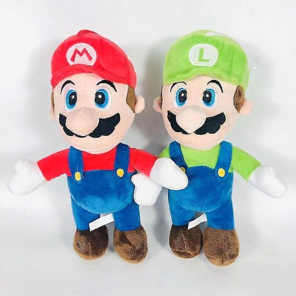 25 cm rød/grønn Mario plysjleketøy Super Mario Doll Anime-spilltilbehør