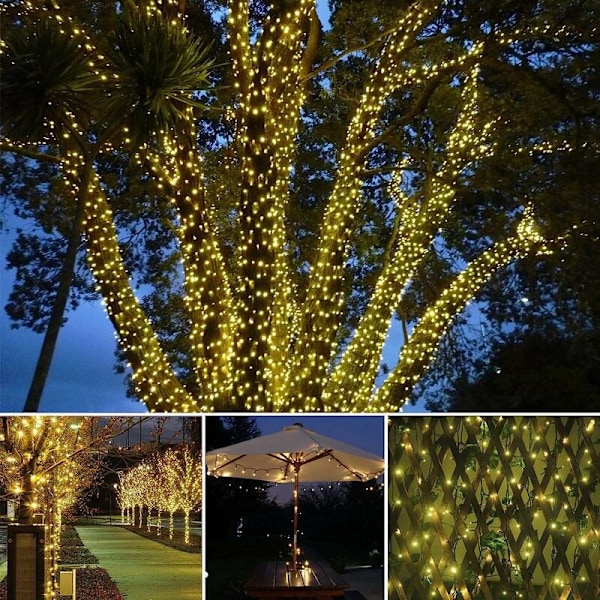 Utomhus LED Solar String Lights, Star String Lights (varmvitt, 22 meter, 200 lampor, 8 funktioner),