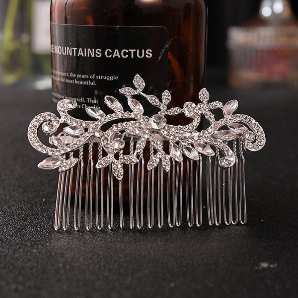 Rhinestone Hair Comb 10-tann Design Hår Side Kam Mote Skinnende legering Hårtilbehør for kvinner FS426