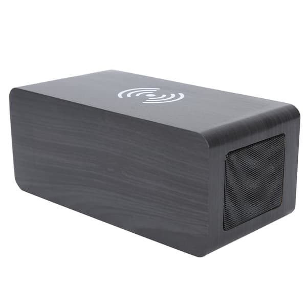Multifunktionel Træ Bluetooth Højttaler Vækkeur 2000mAh Mini Trådløs Stereo Sort Træ Grønt Lys