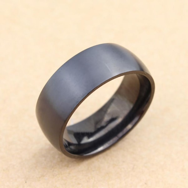 Män Cool titan stål 8mm bred bröllop förlovning årsdag band Finger Ring Size 10