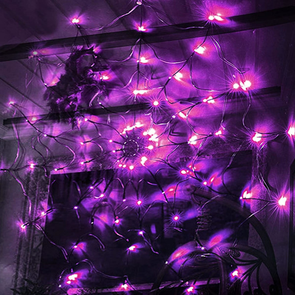 Halloween Led lilla edderkoppespindlampe med edderkopper, 8 mønstre