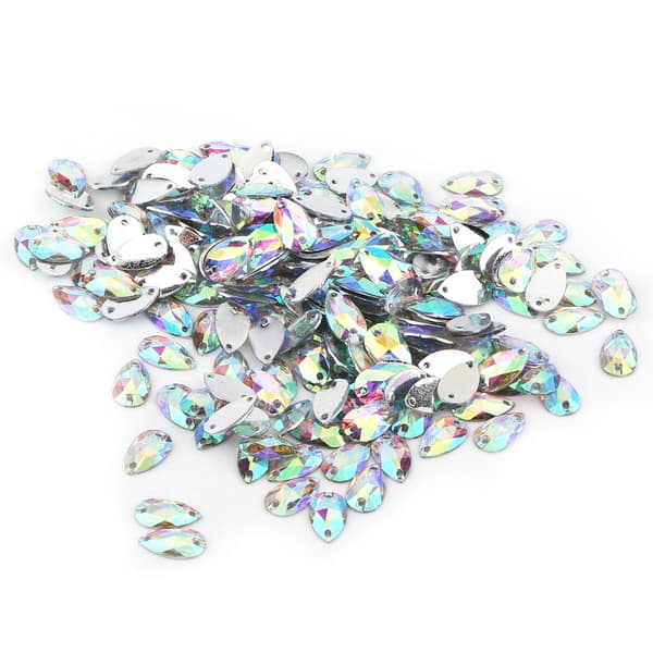 200 st Drop Shape Resin Flatback sömnad Rhinestone med dubbla hål dekoration