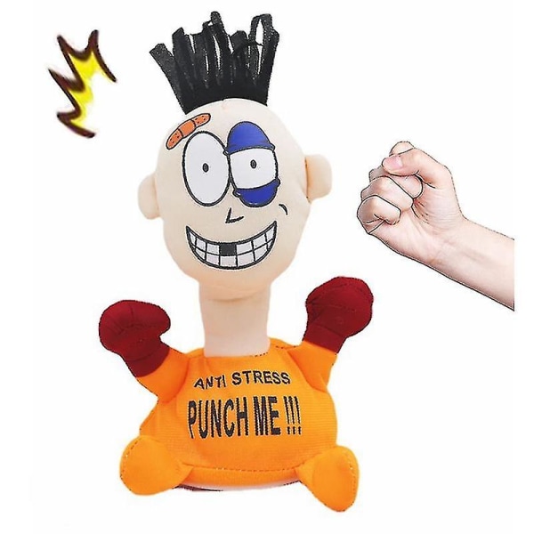 Punch Me Soft Stuffed Anti Stress Elektriske plysjleker Dukke Elektriske Julegaver orange