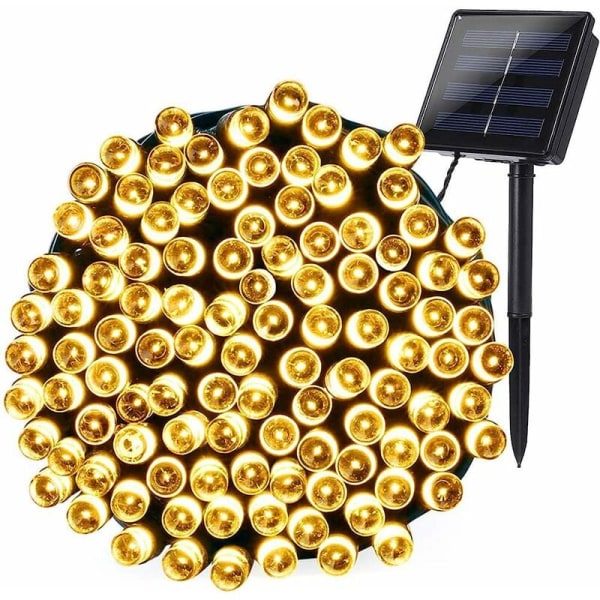 Utendørs LED Solar String Lights, Star String Lights (varm hvit, 22 meter, 200 lys, 8 funksjoner),
