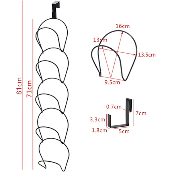 1 st 5 ringar hatthylla hatthylla med 1 väggkrok hatthållare för baseballkepsar Halsdukar Handväskor Handdukar (svarta)