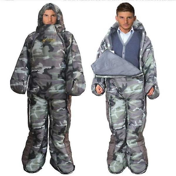 Käytettävä makuupussi, ultrakevyt tuulenpitävä makuupussi M Camouflage