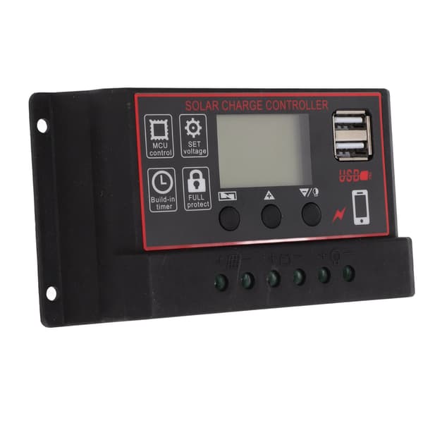 Solarladdningsregulator 12V 24V 30A PWM LCD-skärm Dubbel USB-port Auto Parameter Justerbar