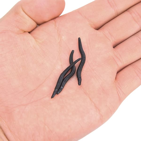 150 stk. 4 cm sorte silikone kunstige orme regnorm bløde fiskelokker agn tackle tilbehørssæt