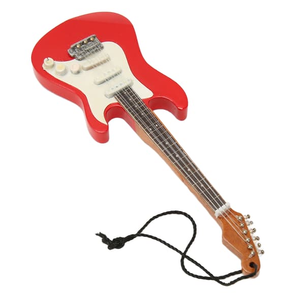 Miniatyrgitarr Modell Simulering Innovativ Trä Elgitarr Modell med Hängrep för Presentdekoration 01