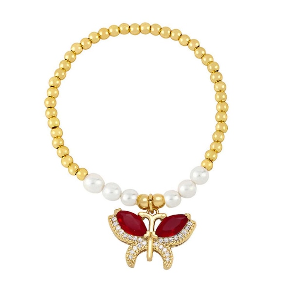Armbånd Vintage Zircon Butterfly Fashion smykker Ac8793 Pink